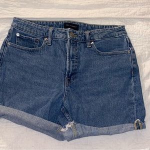 Jean shorts for women blue faded denim size 10, fairly new.